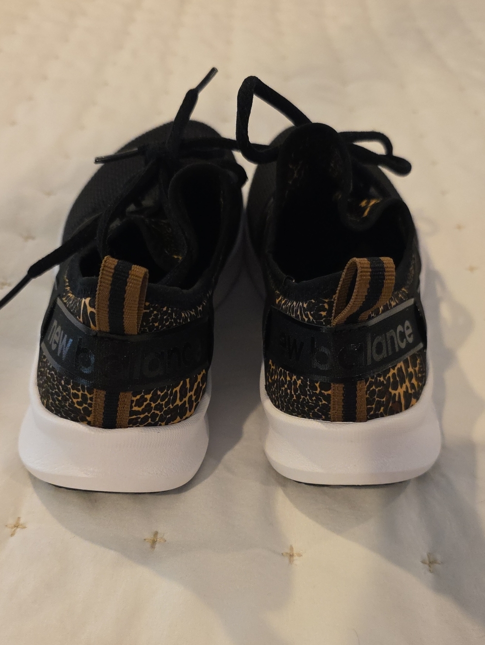 New Balance Womens Size 8' Black & Brown Leopard-Accent Sneakers Brand New